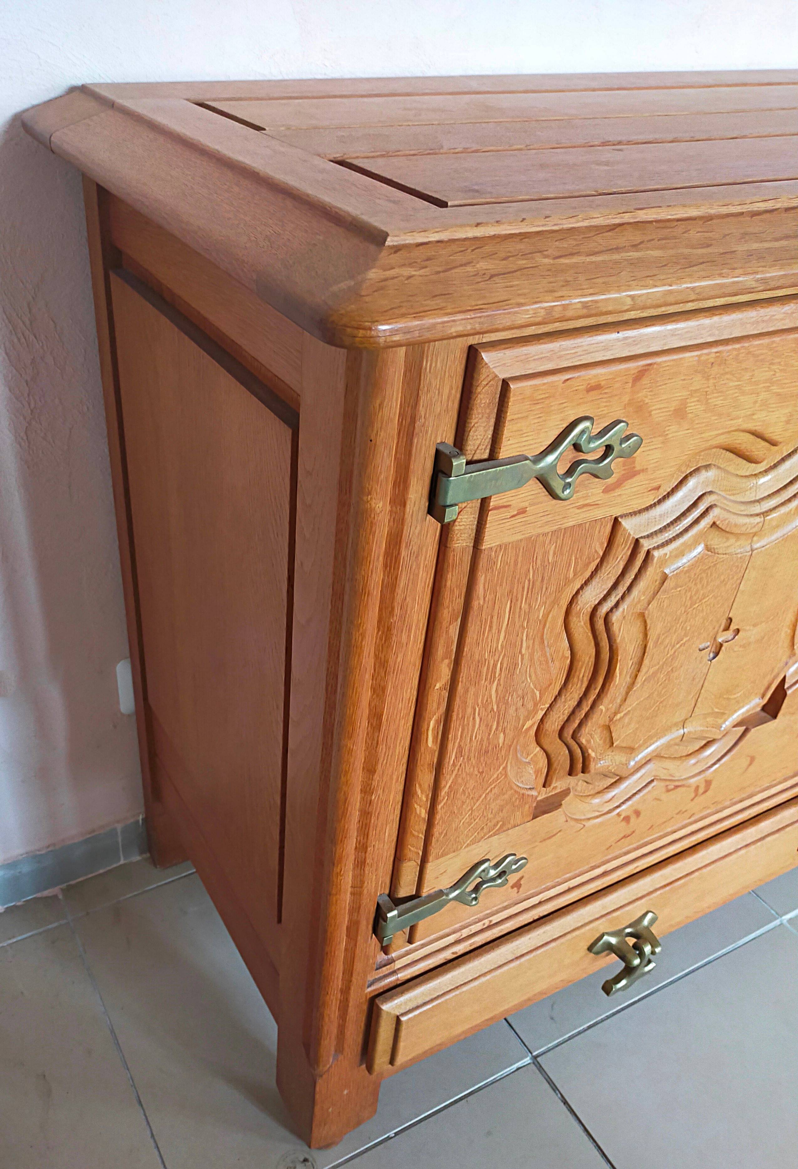 Oak sideboard by Guillerme and Chambron 1960