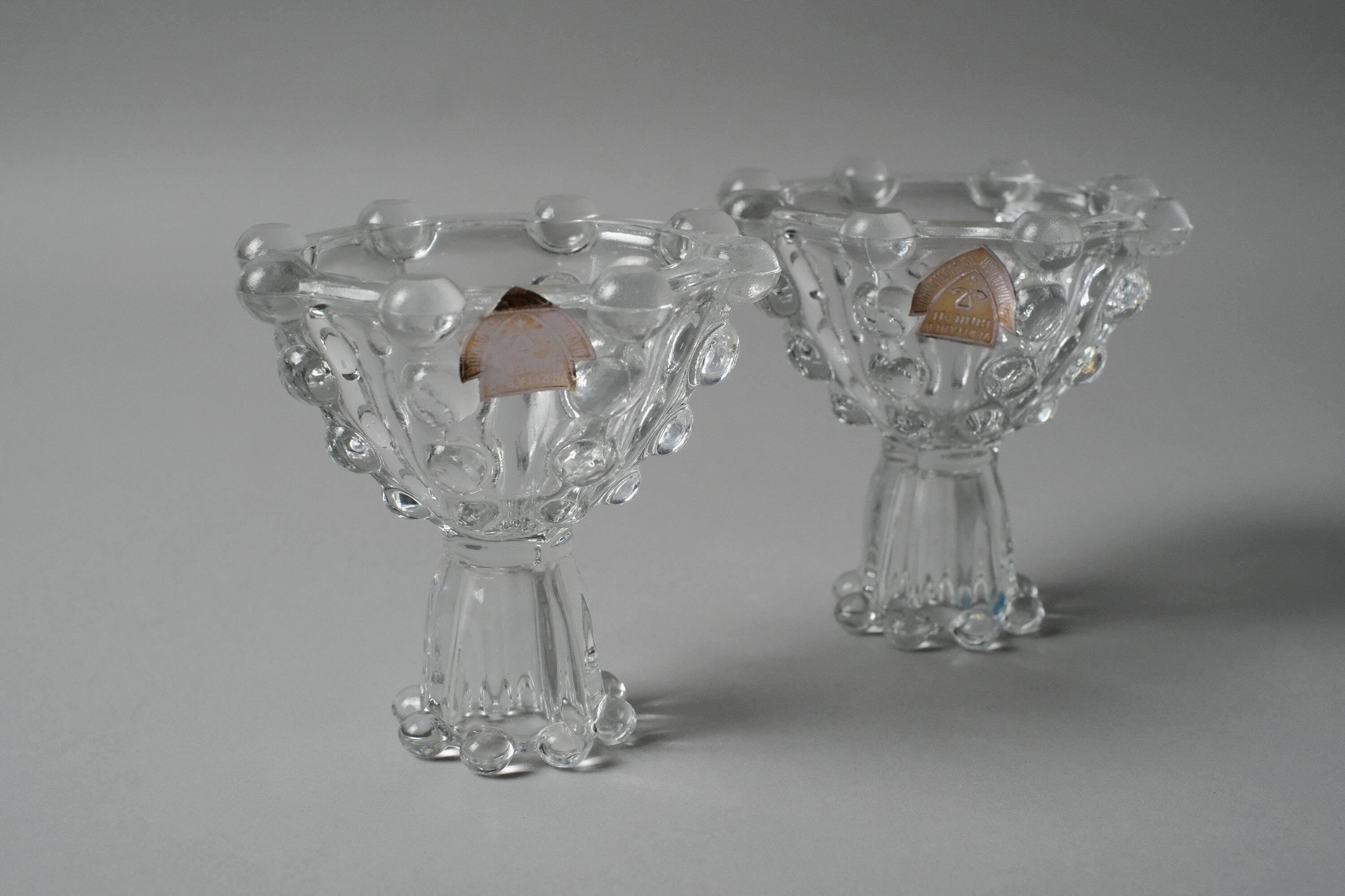 Paire de bougeoirs réversibles en cristal Bohemia, Tchécoslovaquie