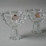 Paire de bougeoirs réversibles en cristal Bohemia, Tchécoslovaquie
