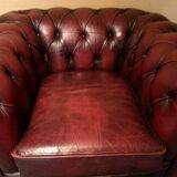 Chesterfield armchair burgundy leather