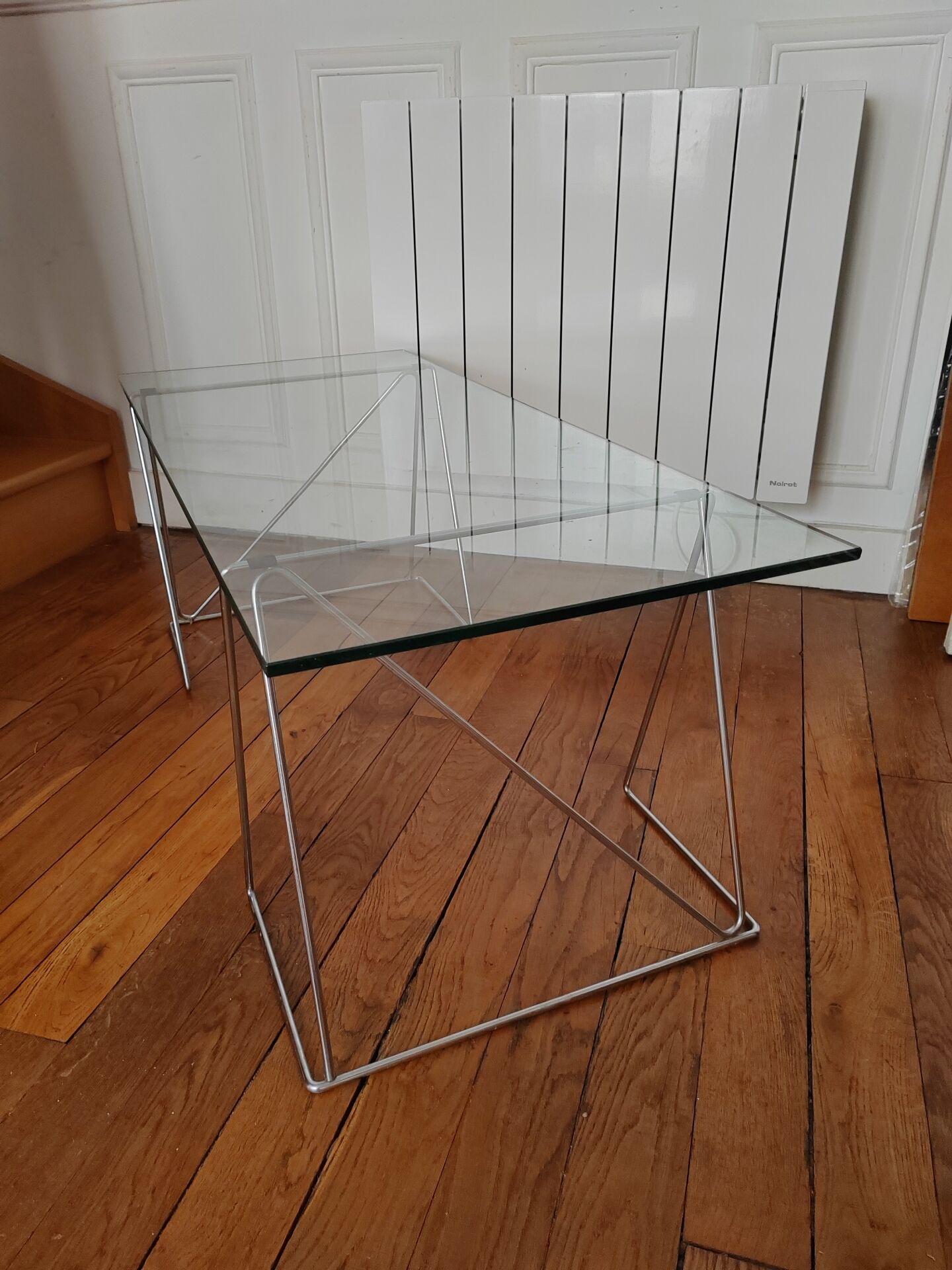 Glass and chrome coffee table