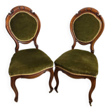 A pair of antique upholstered side chairs/Victorian balloon-back