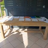 Renovated solid oak farmhouse table with extensions