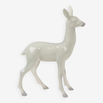 Deer Hinde Statue Sculpture White Gray Porcelain Ceramic 33cm