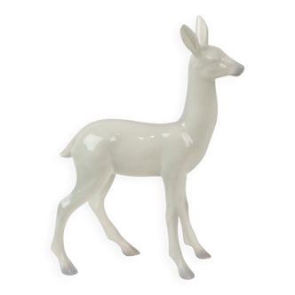 Deer Hinde Statue Sculpture White Gray Porcelain Ceramic 33cm
