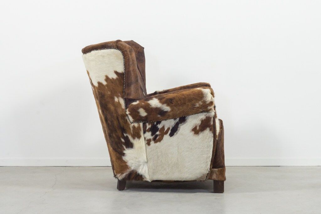 Art deco cowhide armchair