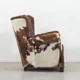 Fauteuil art déco en peau de vache