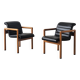 Pair of vintage Flototto armchairs in leather and wood, 1980s.