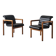 Pair of vintage Flototto armchairs in leather and wood, 1980s.