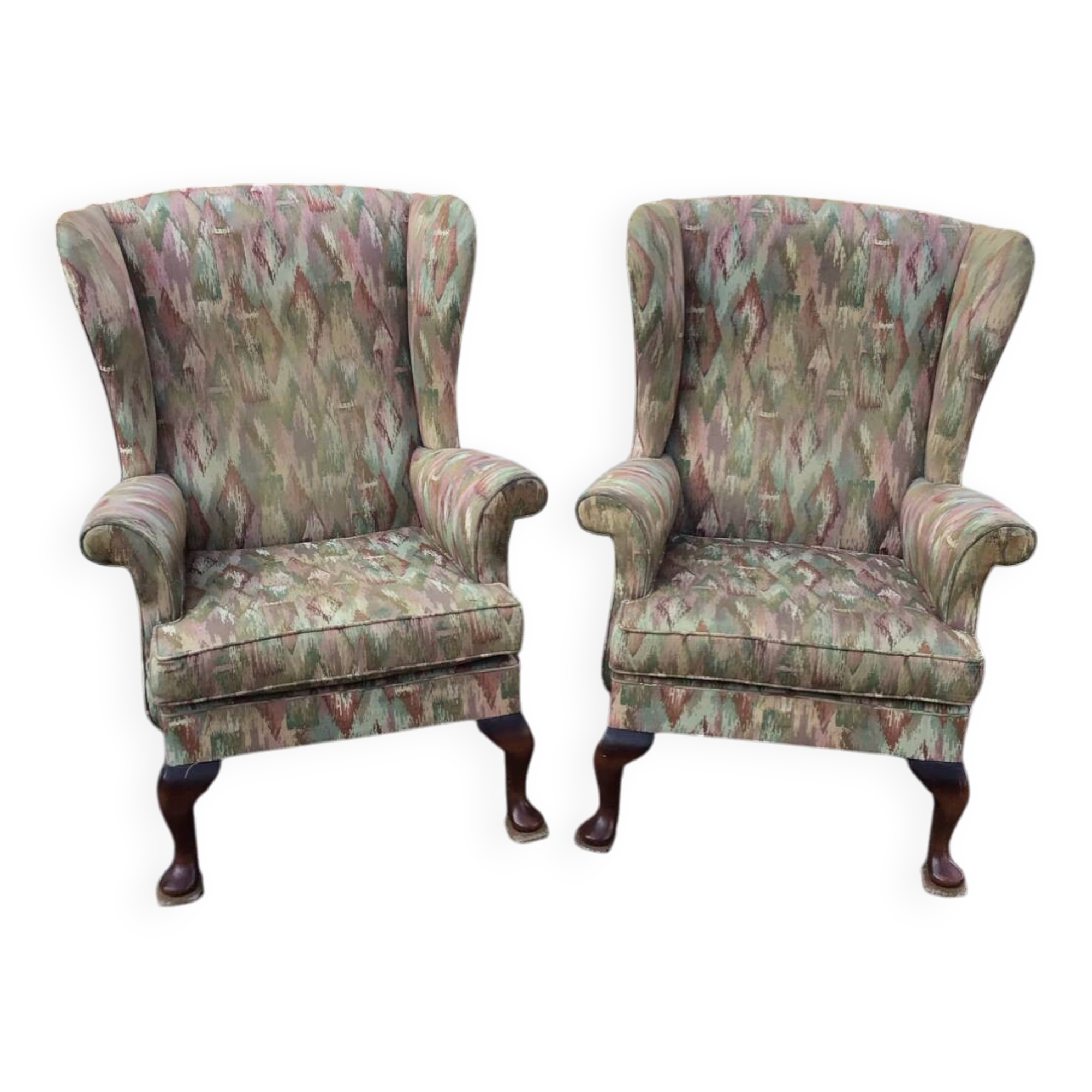 Old pair of Knoll Parker fabric armchairs