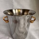 Guy Degrenne stainless steel ice bucket with golden handles