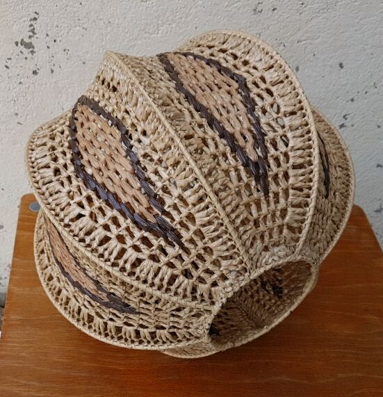 Tri-color rafia pendant vintage pattern year 70