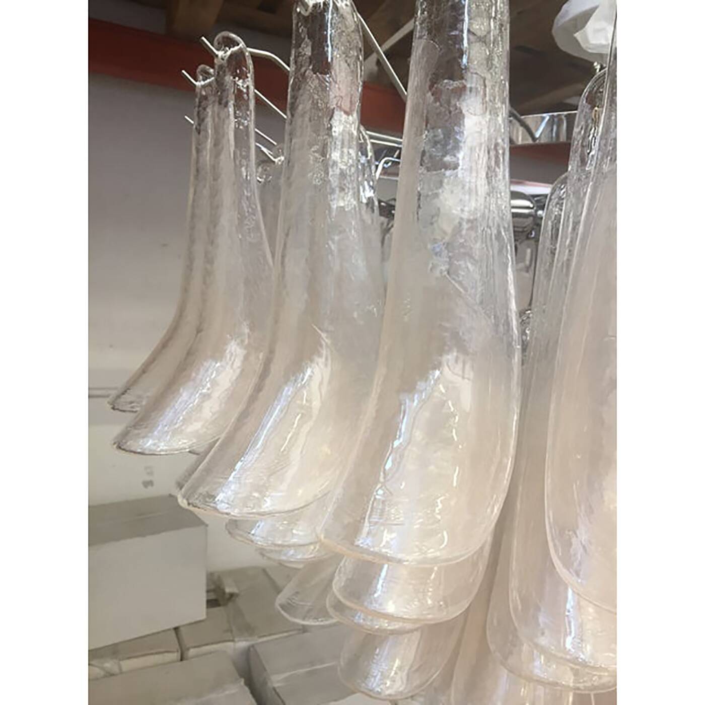 Monumental Murano Glass Selle Light Pink Italian Sputnik Chandelier