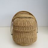 Panier en rotin à couvercle et 2 anses