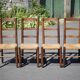 Set of 4 wooden and straw chairs, wooden chair, straw chair, countryside, chalet