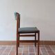 6 Scandinavian chairs in rosewood, with green-grey seats.