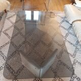 Large travertine coffee table and smoked glass