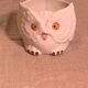 Cache pot owl glazed ceramic white slip earthenware siol Portugal