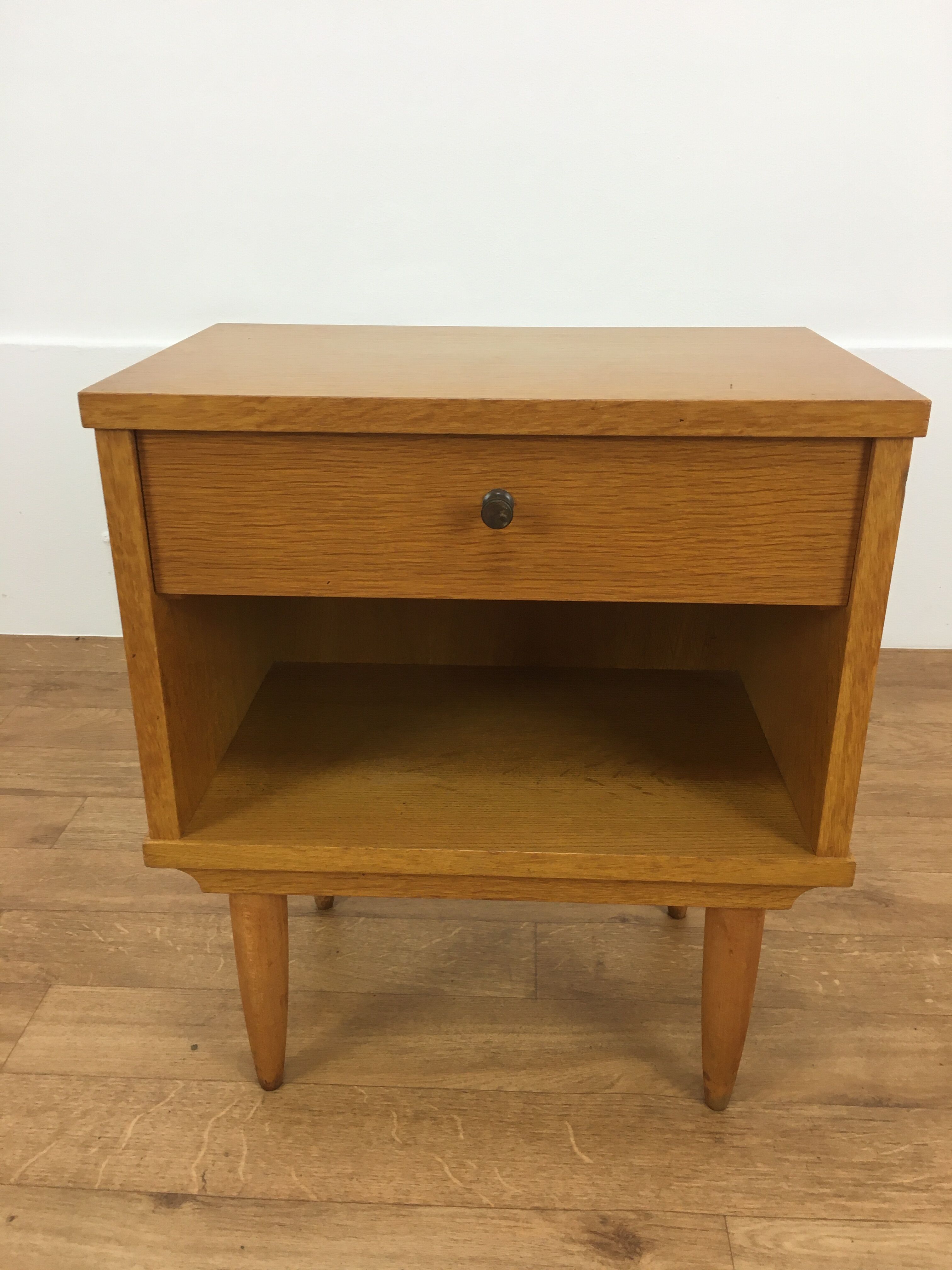 Scandinavian bedside vintage blond wood 1 drawer