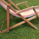 Chilienne transat chaise longue pour enfant vintage, toile rayures 1960-1970.