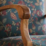 Danish mid-century modern, pair of beech armchairs with original fabric, 1960s.