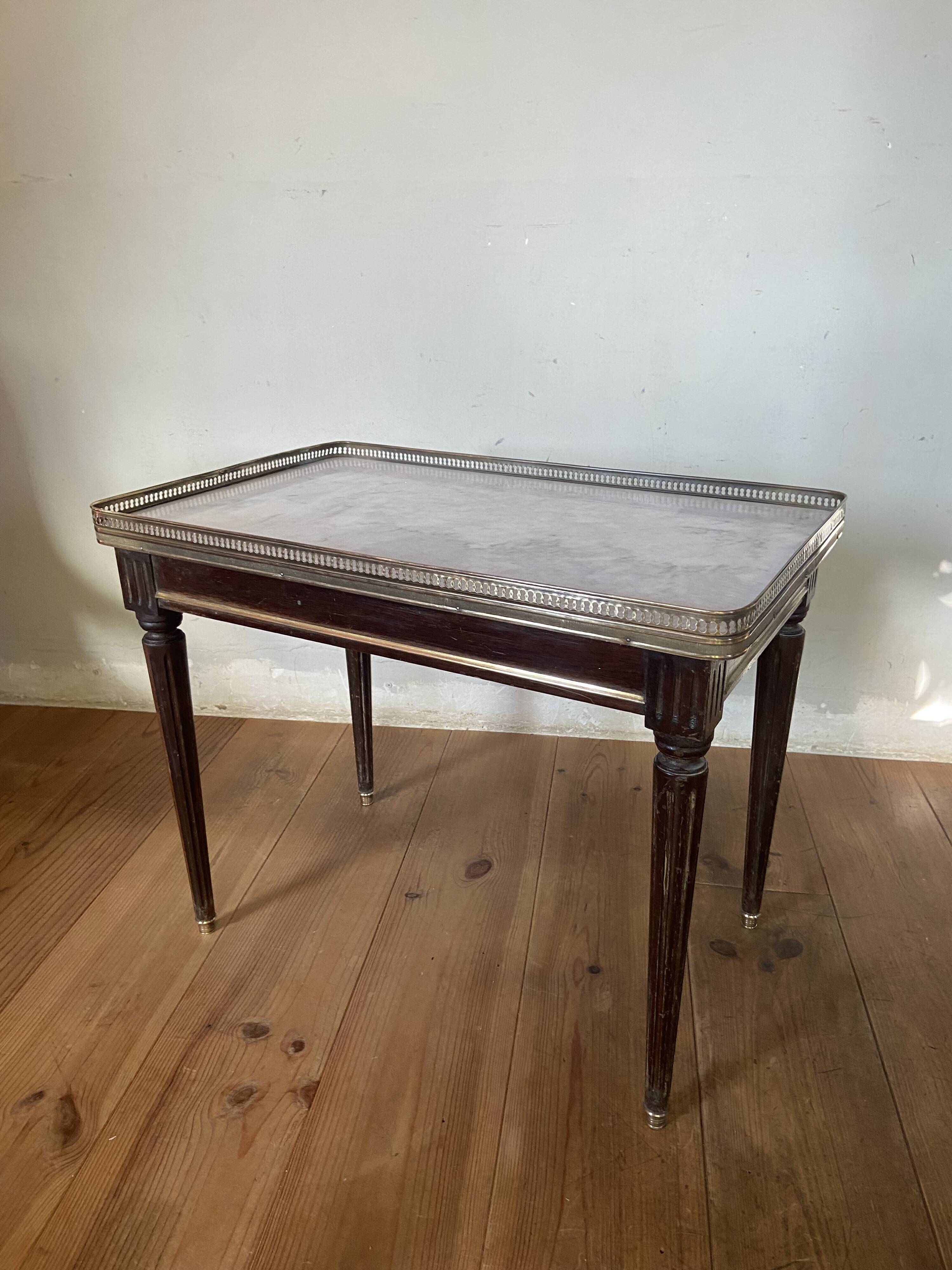 Louis XVI Style coffee table, marble wood and brass