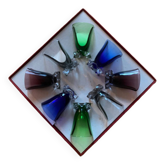 Colored liqueur glasses