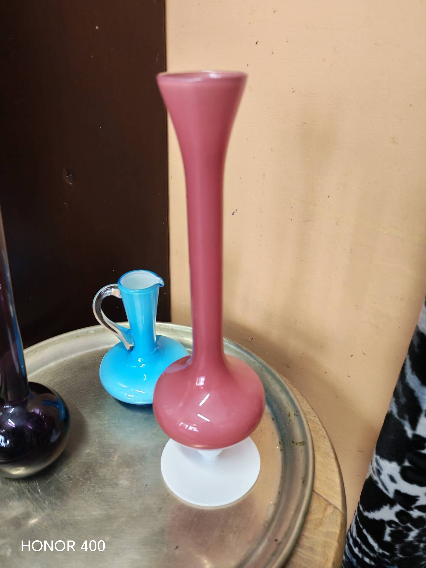 Lot de 3  vases soliflores en verre style mid century modern