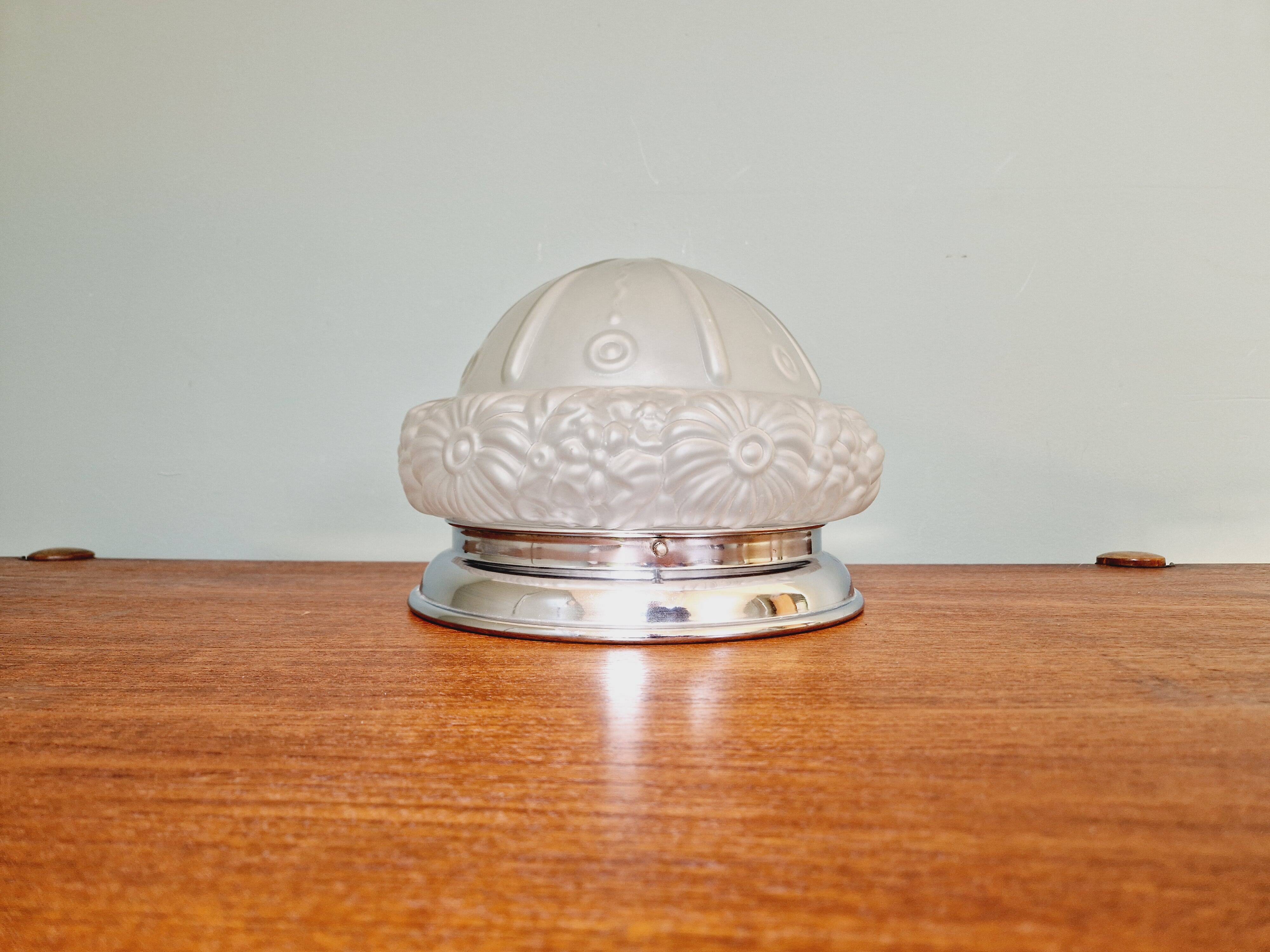 Art Deco ceiling lamp in satin glass, 1920s-30s