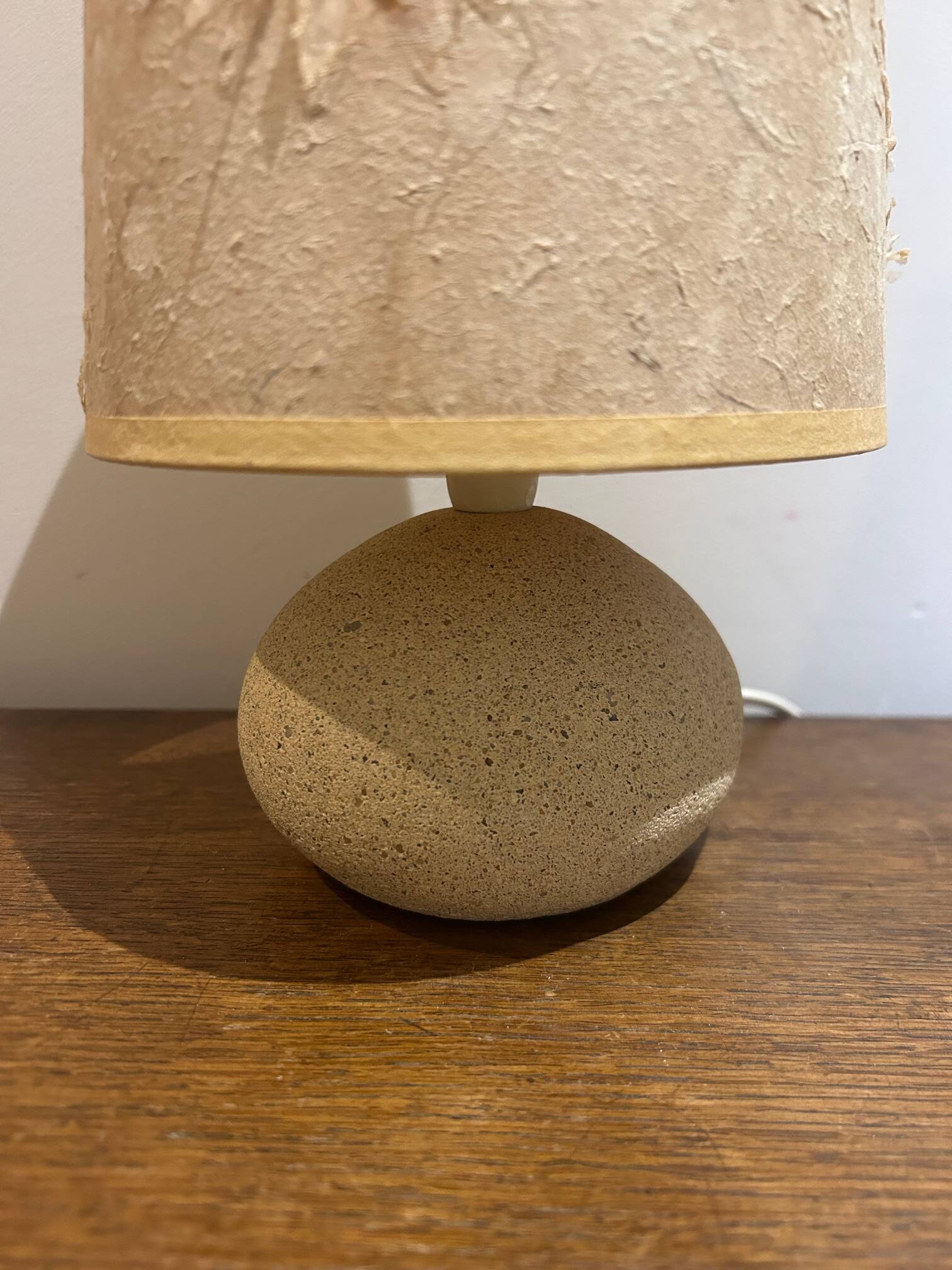 stone lamp with its lampshade in dried flowers 1970