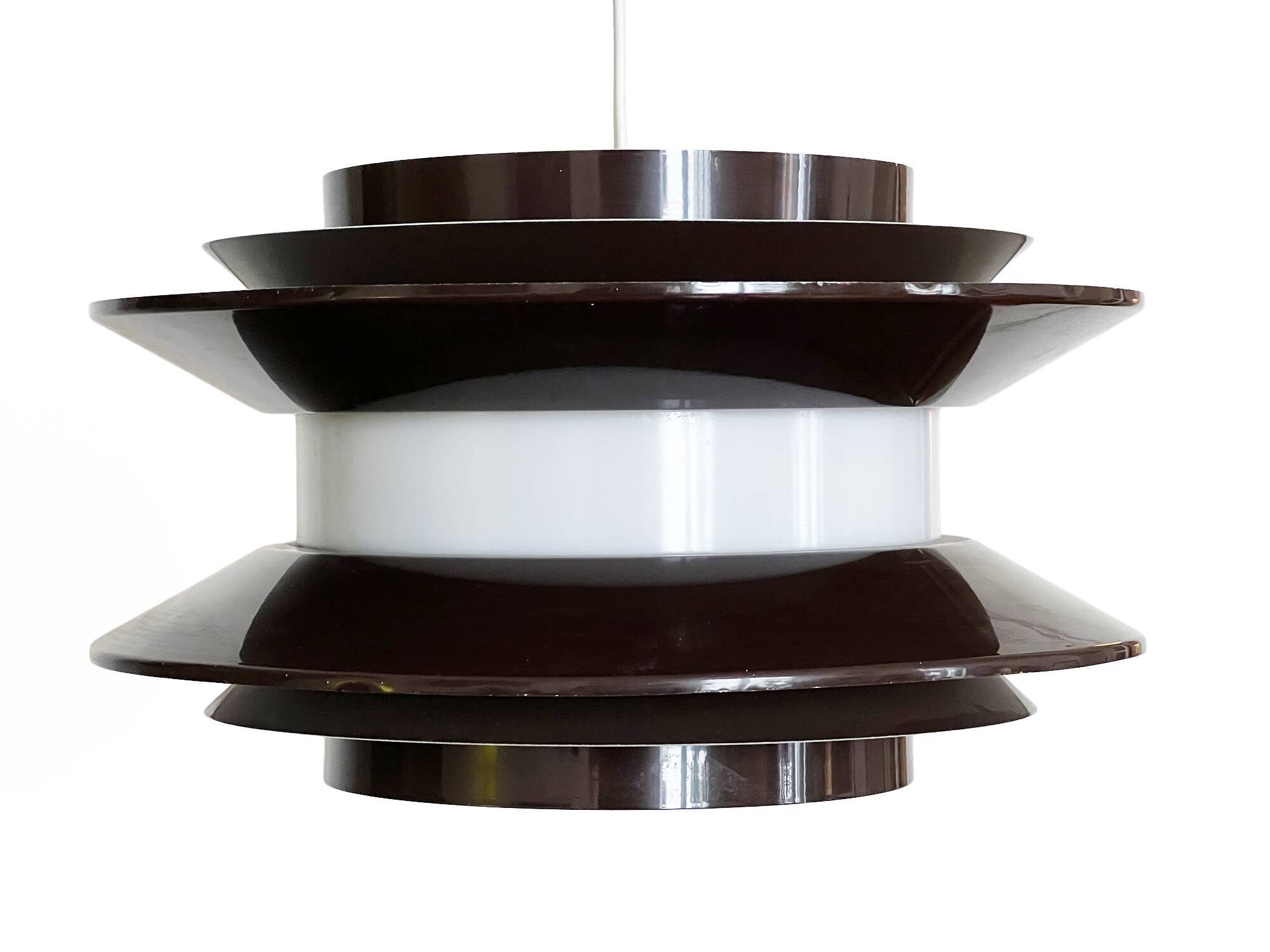Pendant light "Trava" large brown version by Carl Thore for Granhaga Metallindustri. Sweden 1970s.