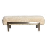 White Fur and Steel Bench