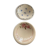 Deux plats creux en céramique émaillée anciens modèle flore KG France luneville