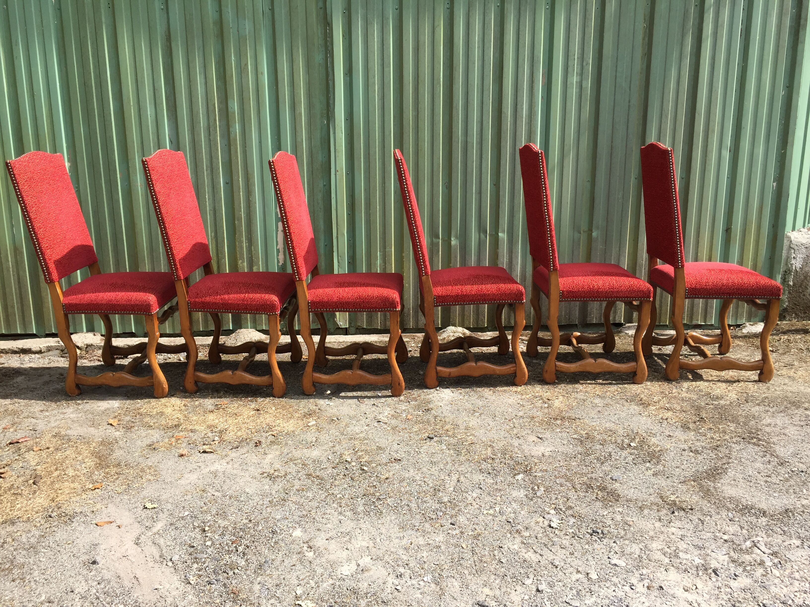 Vintage Louis XIII style chairs sheep bones in beech and velvet.