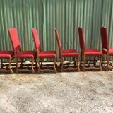 Vintage Louis XIII style chairs sheep bones in beech and velvet.