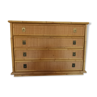 Commode rotin et bambou Dal Vera circa 1960
