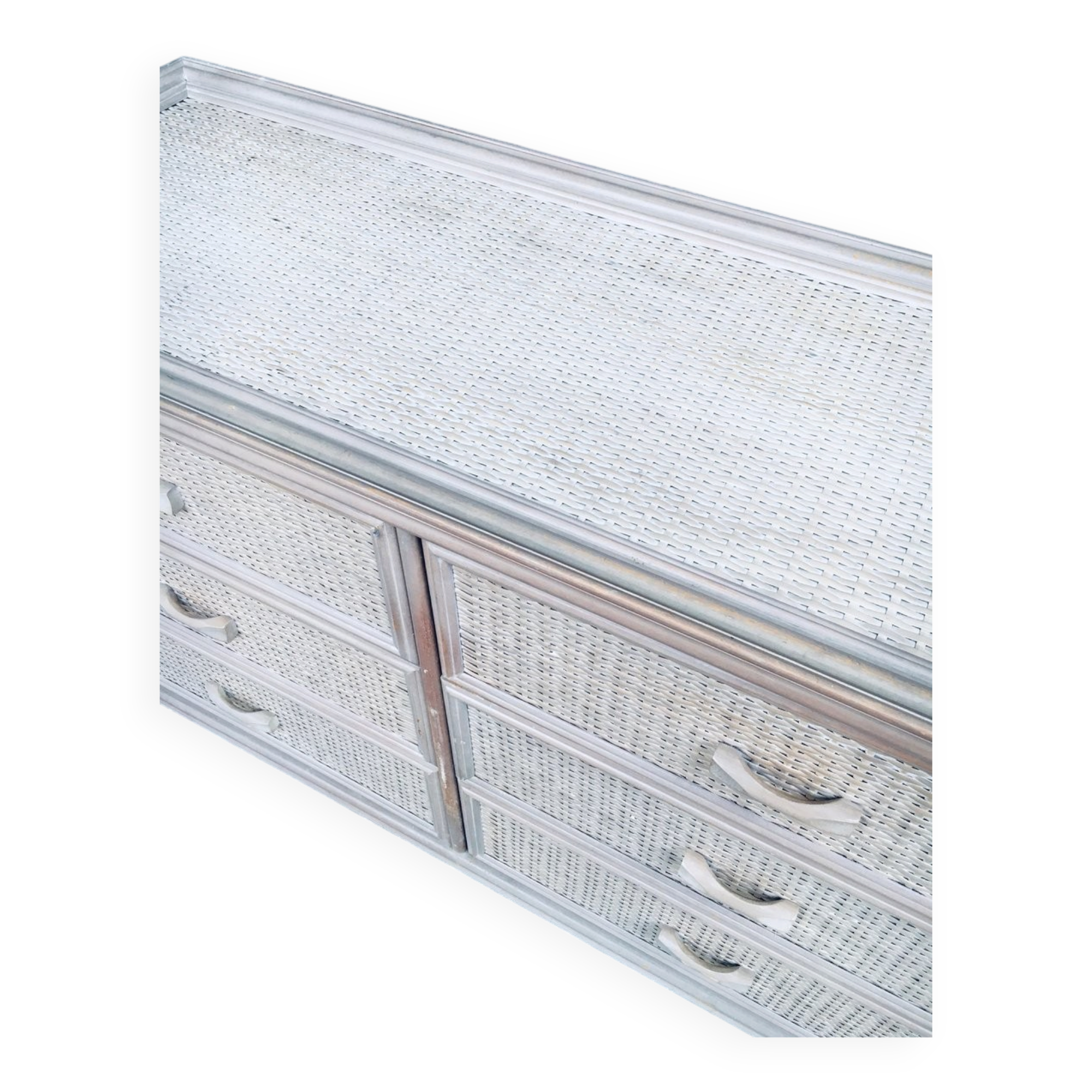 Washed Rattan Chest of Drawers, 1980s