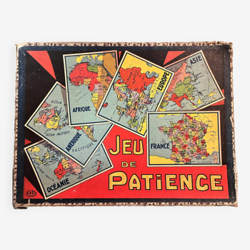 Jouet jeu ancien puzzle géographie NK Atlas vers 1920