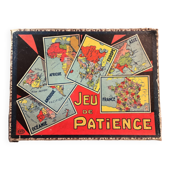 Jouet jeu ancien puzzle géographie NK Atlas vers 1920