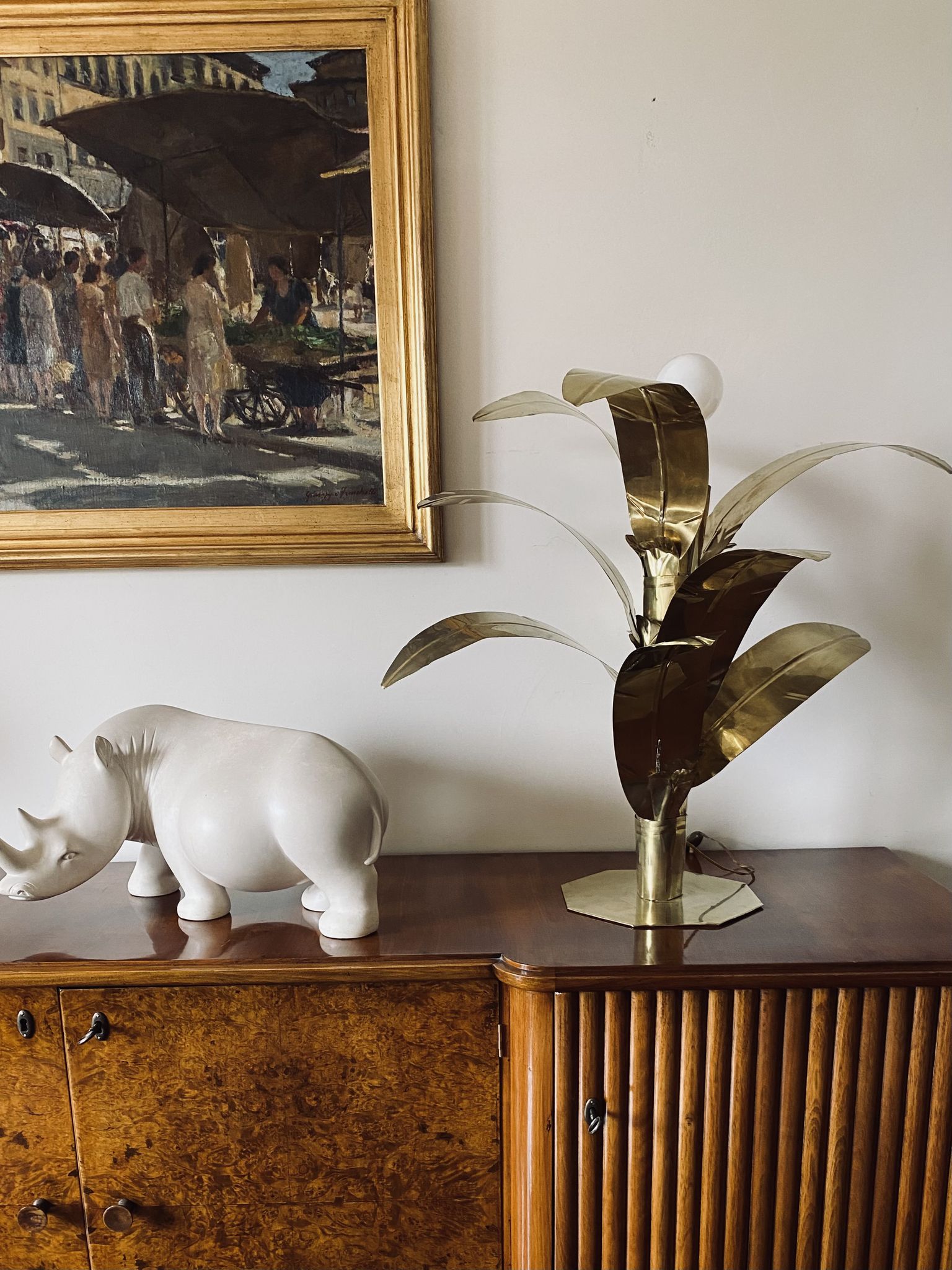 Palm tree brass floor/table lamp, Bottega Gadda Italy, 1960