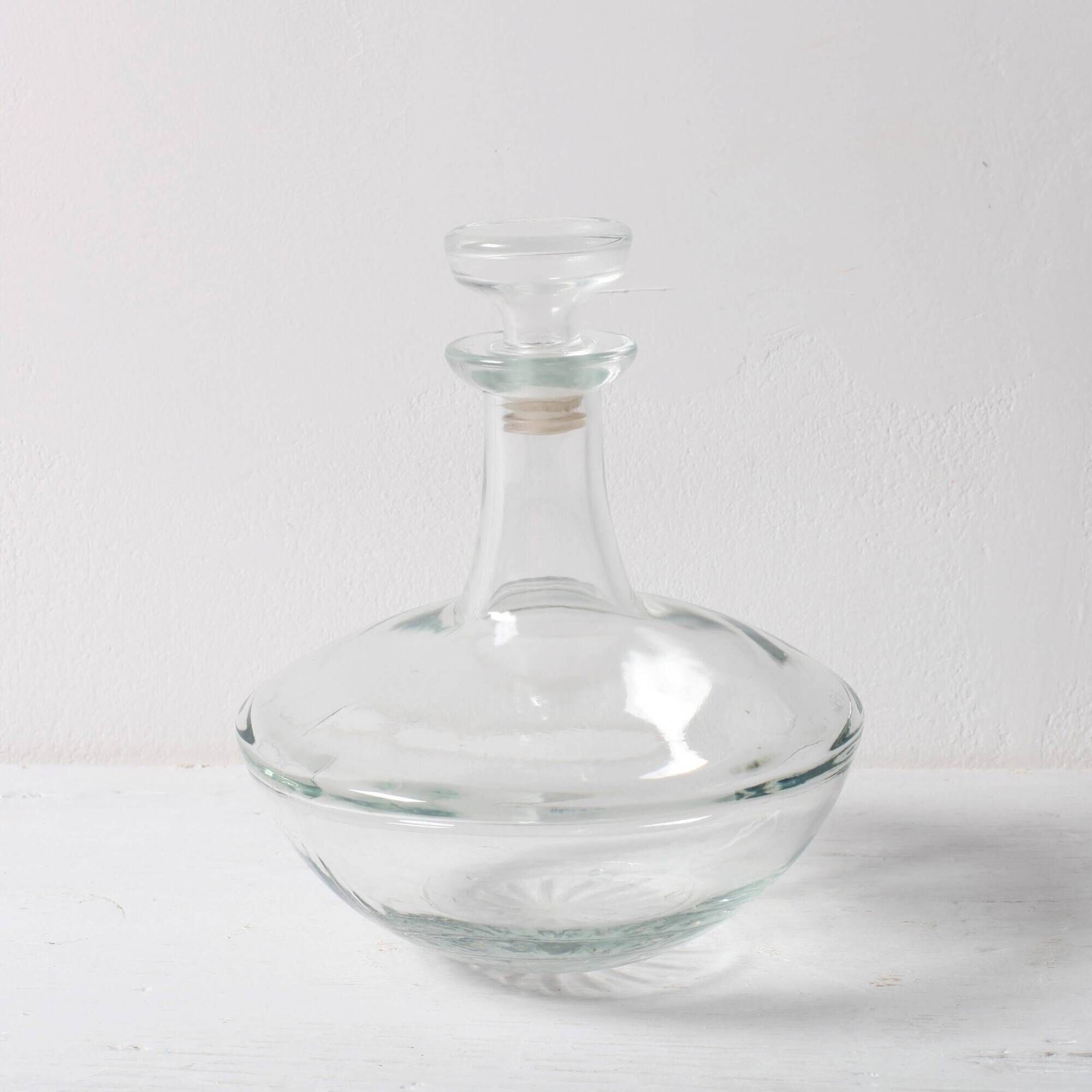 Mid-century Clear Glass Nautical Ship Decanter with Stopper/ Finland / 1970