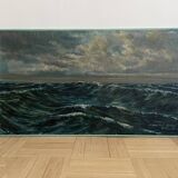 Oil on canvas, Maritime landscape, Old signed painting