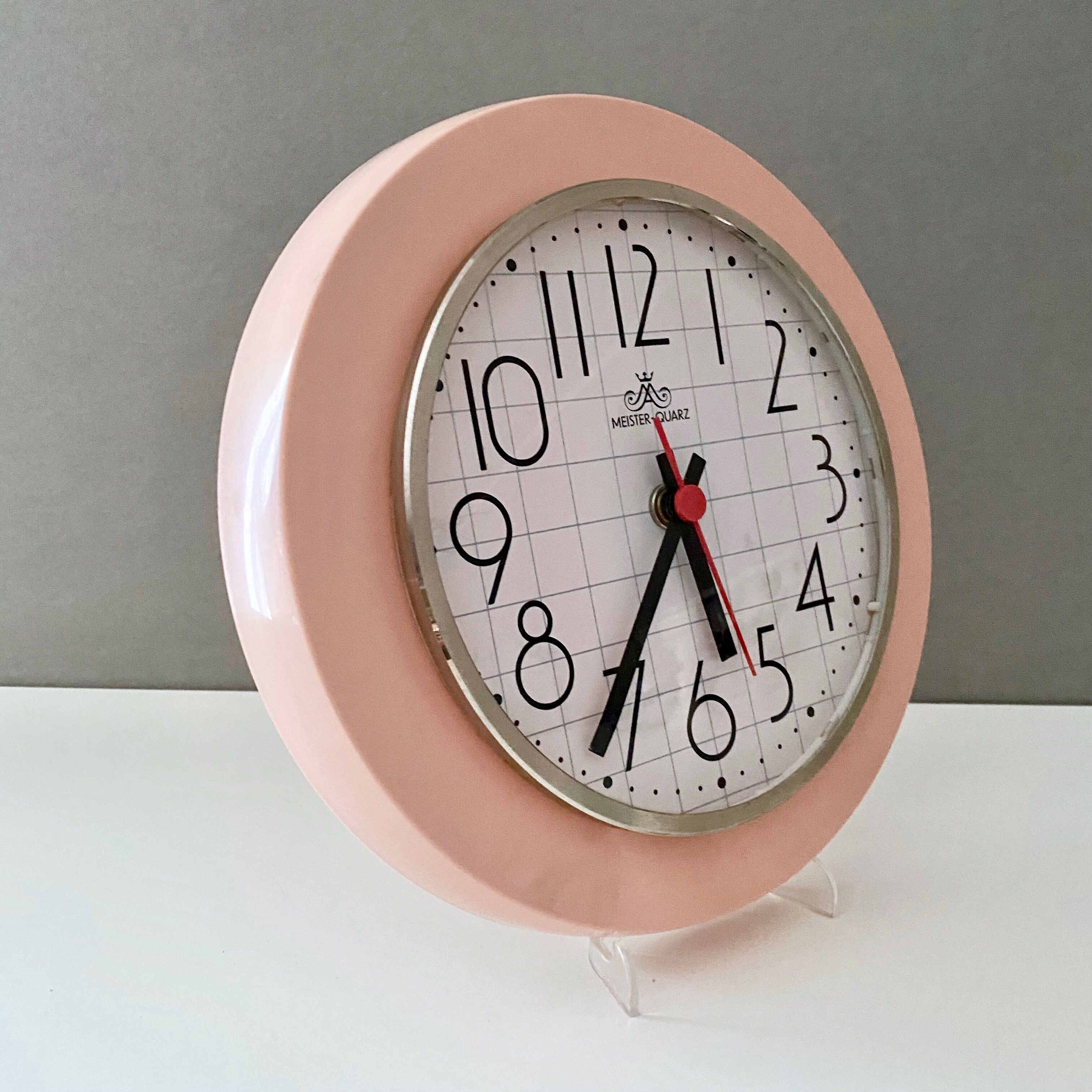 Meister Anker Wall Clock, 90s, Vintage Clock, Pastel Pink