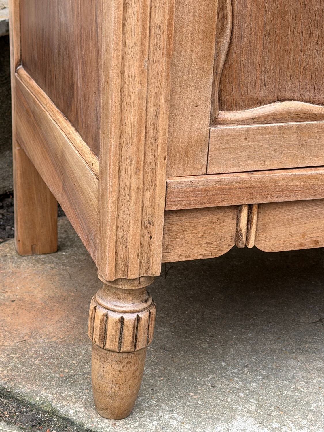 Parisian glass-fronted Art Deco wardrobe in solid raw walnut.