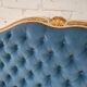 Frame and headboard louis xv upholstered blue velvet