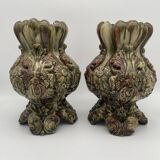 Paire de vase en barbotine ancien