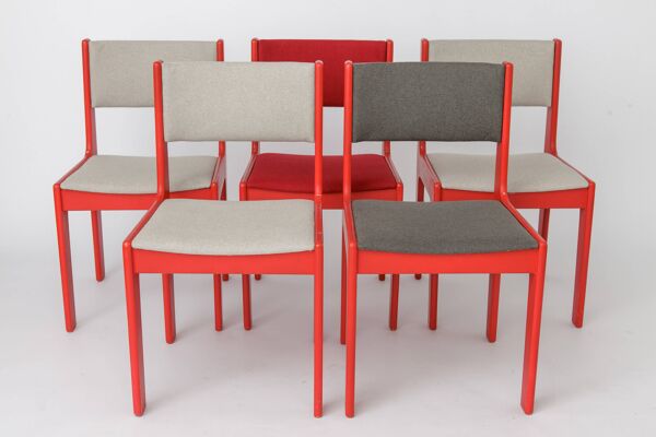 Chaises de salle à manger vintage Casala, ensemble de 5, chaises en bois de hêtre allemand des années 1950.