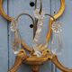 Gilt Bronze French Antique wall Sconces: Crystal Drops, Twin Arms, C1940s
