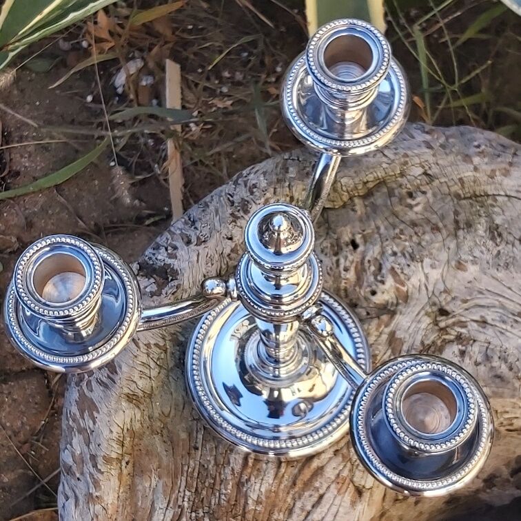 Pair of chandeliers model beads silver metal Christofle