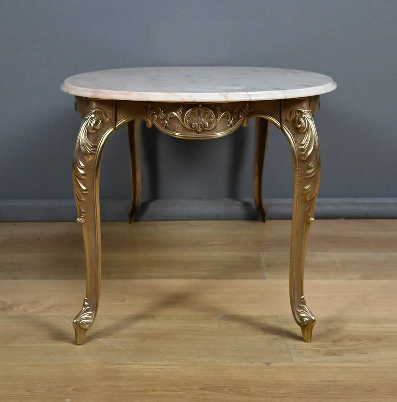 Marble and brass coffee table, Louis XV style – mid 20th century